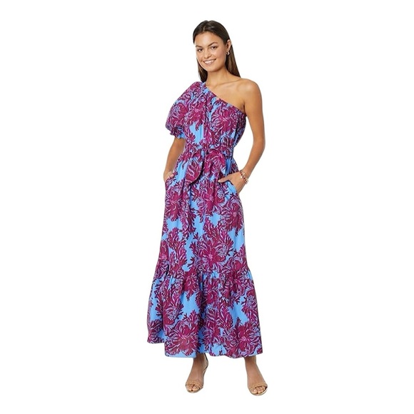 Lilly Pulitzer Dresses & Skirts - LILLY PULITZER Zelalynn One-Shoulder Cotton Maxi Dress
